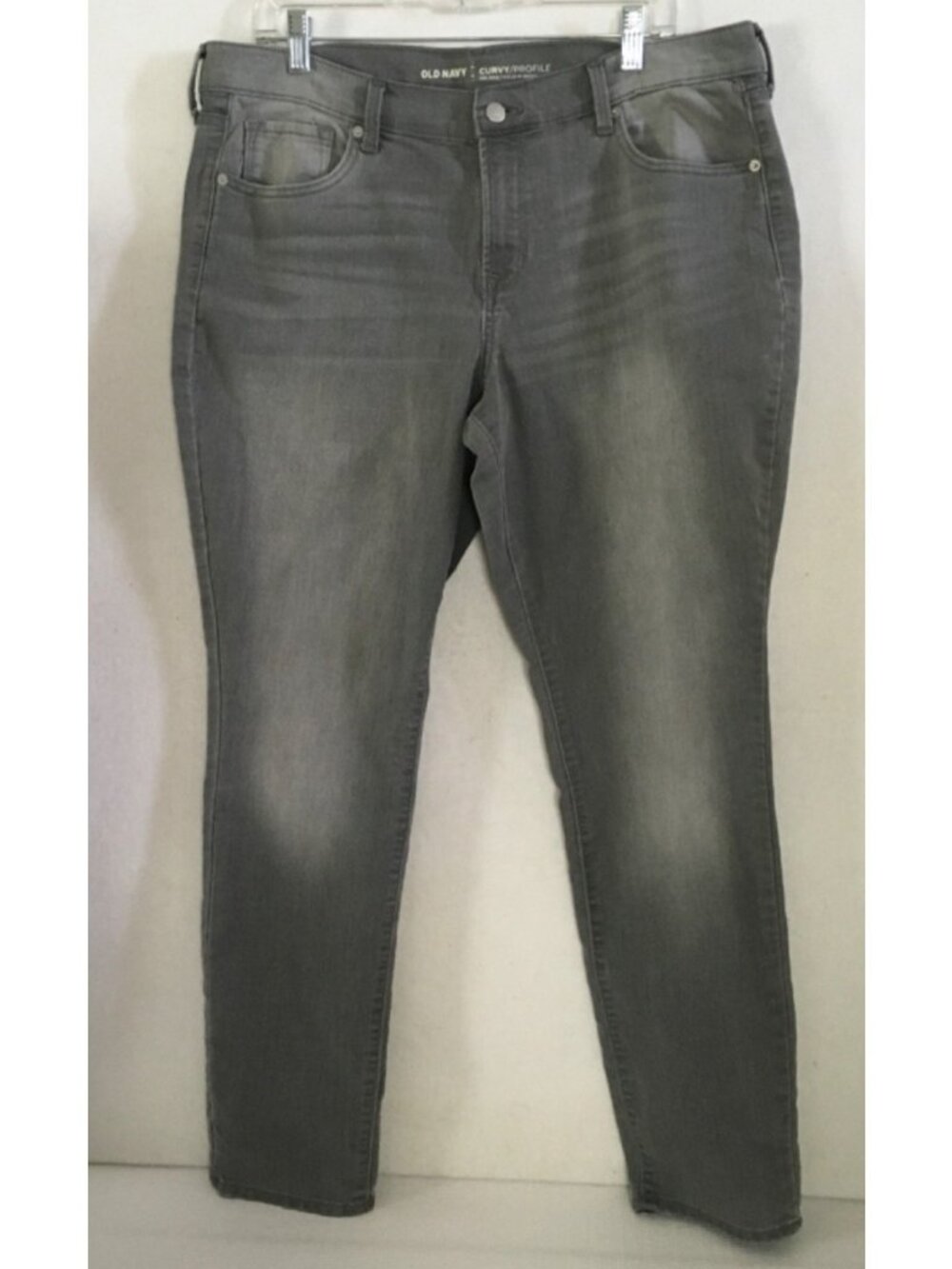 Old Navy Jeans Women Size 14 Gray Denim Mid Rise Curvy Skinny Pockets